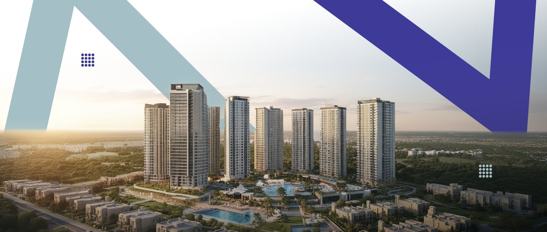 مشروع سكني متكامل من الأعلى وقت الغروب